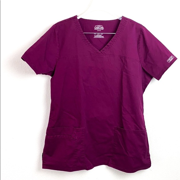 Cherokee Workwear Purple Scrub Top - Picture 1 of 7